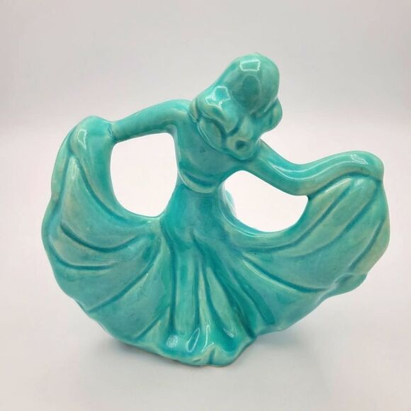 Vintage Monrovia Walker California Pottery Dancing Lady Aqua Blue Figurine - Picture 3 of 14